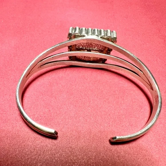 Vintage Sterling Silver turquoise Navajo cuff Bracelet by Carol Felley. - Picture 3 of 15